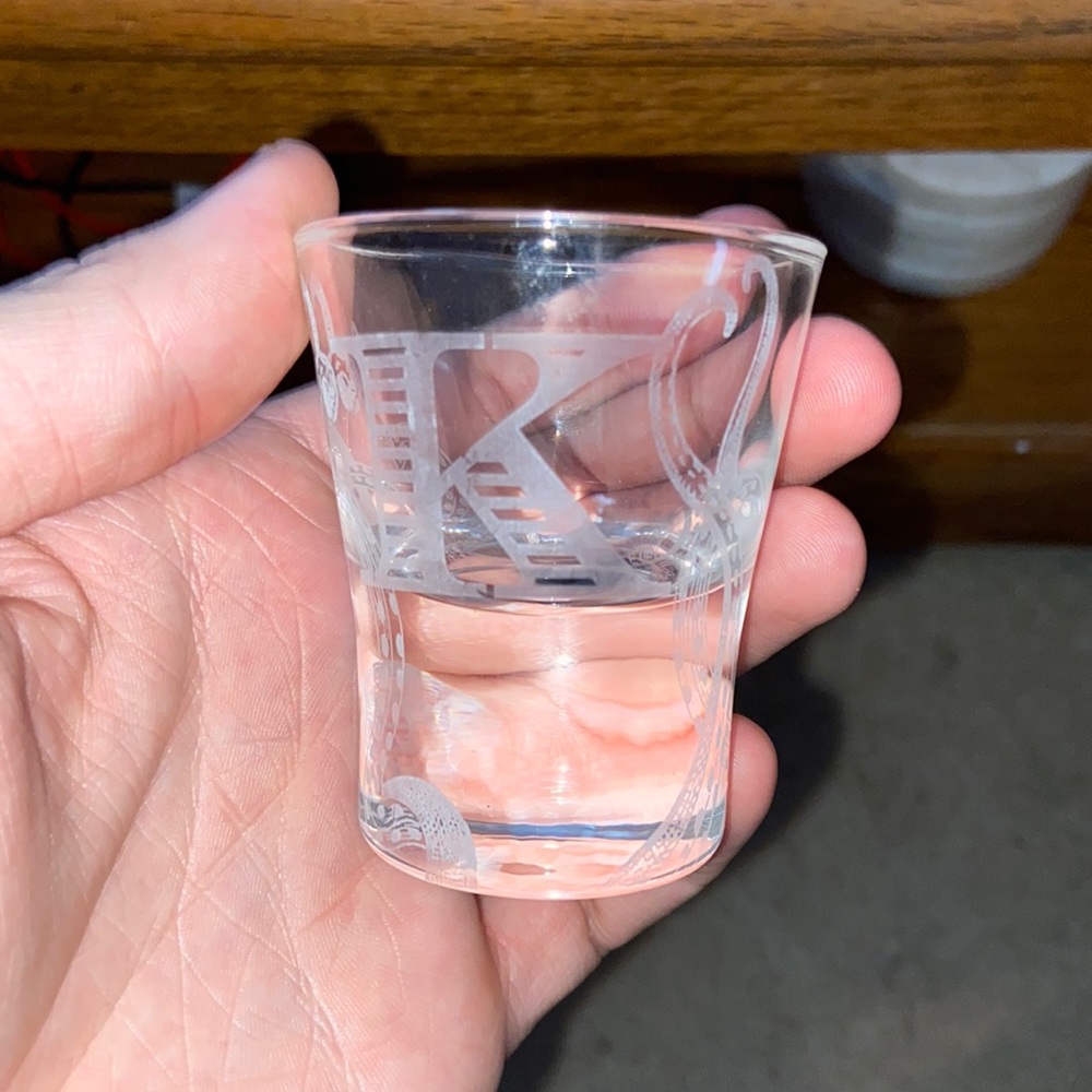 “K” Kraken rum shot glass